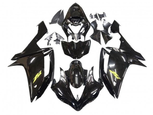 Carénages Moto Yamaha YZF 1000 R1 2007-2008 - Noir Brillant Or Décalque