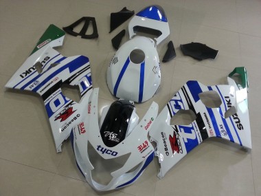 Carénages Moto Suzuki GSXR 600 / GSXR 750 2004-2005 - Blanc Bleu Noir Vert Tyco