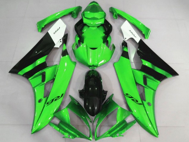 Carénages Moto Yamaha YZF R6 2006-2007 - Blanc Vert Noir Brillant