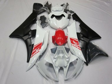 Carénages Moto Yamaha YZF R6 2006-2007 - Blanc Rouge Noir Mat