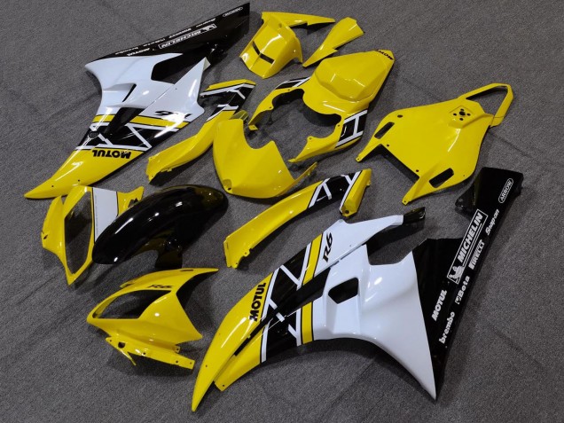 Carénages Moto Yamaha YZF R6 2006-2007 - Jaune Blanc Noir Brillant Motul Michelin