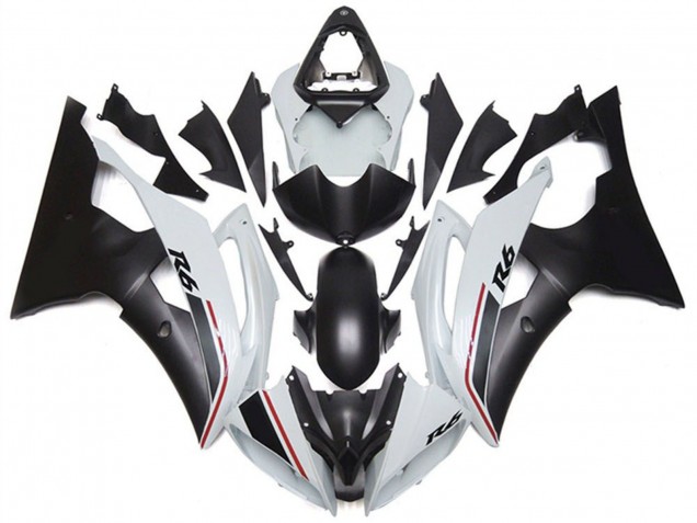 Carénage Moto Yamaha YZF R6 2008-2016 - Blanc Noir Mat Rouge