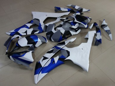 Carénages Moto Yamaha YZF R6 2008-2016 - Blanc Bleu Gris Camouflage
