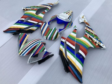 Carénages Moto Yamaha YZF R6 2008-2016 - Blanc Bleu Vert Jaune Rouge Arc-en-ciel Bande