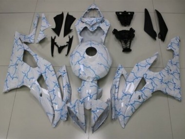 Carénages Moto Yamaha YZF R6 2008-2016 - Blanc Bleu Clair Lightning
