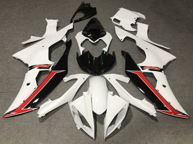Carénage Moto Yamaha YZF R6 2008-2016 - Blanc Rouge Noir Brillant