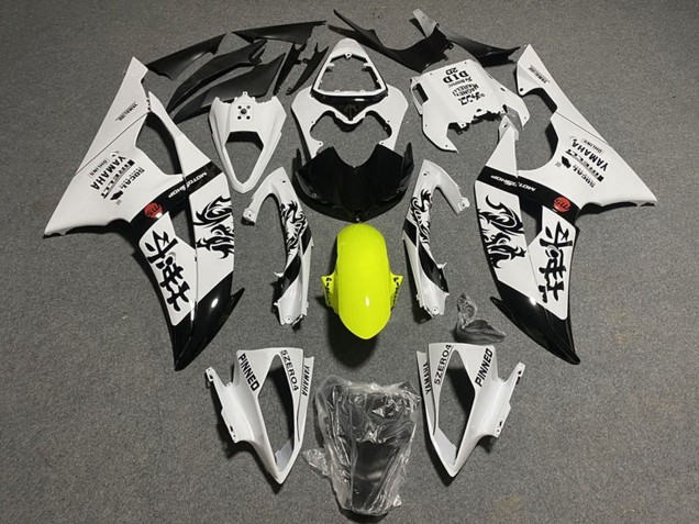 Carénages Moto Yamaha YZF R6 2008-2016 - Blanc Jaune Noir Brillant Chinese Characters