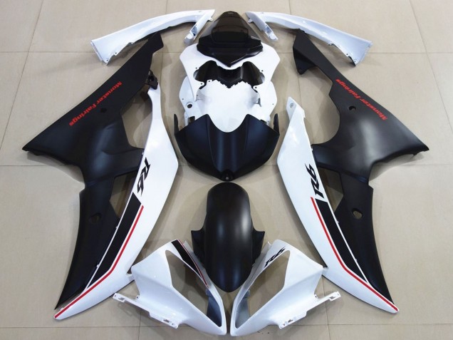 Carénages Moto Yamaha YZF R6 2008-2016 - Blanc Noir Mat Rouge