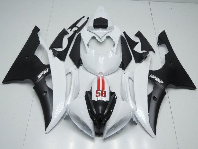 Carénages Moto Yamaha YZF R6 2008-2016 - Blanc Rouge Noir Mat 58