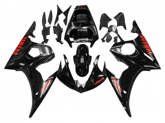 Carénages Moto Yamaha YZF R6 2005 - Noir Brillant Rouge