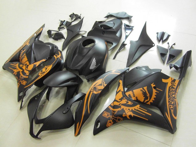 Carénages Moto Honda CBR600RR 2009-2012 - Noir Mat Orange Crâne