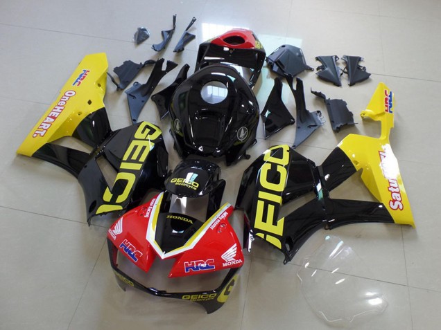 Carénages Moto Honda CBR600RR 2013-2023 - Jaune Rouge Noir Brillant Geico