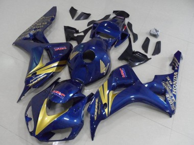 Carénages Moto Honda CBR1000RR 2006-2007 - Bleu Foncé Or Bande
