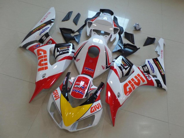 Carénages Moto Honda CBR1000RR 2006-2007 - Blanc Rouge Jaune Noir Brillant Givi HRC
