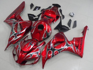 Carénages Moto Honda CBR1000RR 2006-2007 - Rouge Noir Argent Flamme