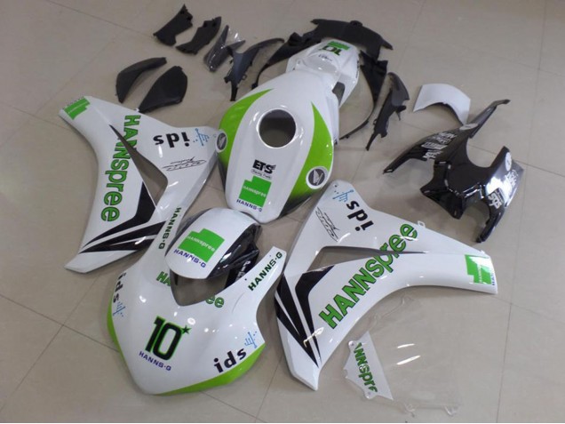 Carénages Moto Honda CBR1000RR 2008-2011 - Blanc Vert Noir Brillant Hannspree 10