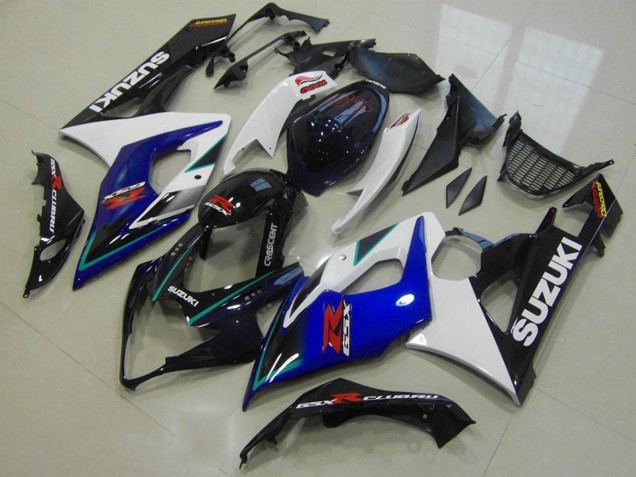 Carénages Moto Suzuki GSXR 1000 2005-2006 - Blanc Bleu Noir Brillant
