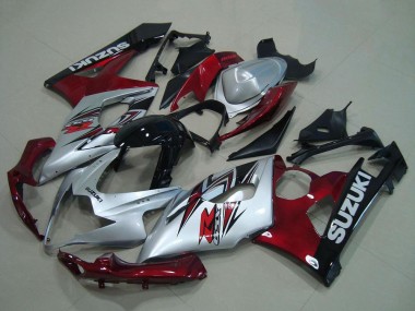 Carénage Moto Suzuki GSXR 1000 2005-2006 - Argent Rouge Noir