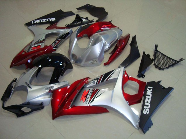 Carénages Moto Suzuki GSXR 1000 2007-2008 - Rouge Argent Noir Brillant
