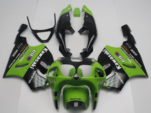 Carénages Moto Kawasaki ZX7R 1996-2003 - Vert Noir Brillant Monstre Elf