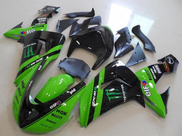Carénages Moto Kawasaki ZX10R 2006-2007 - Vert Noir Brillant Monstre Courses