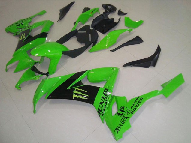 Carénages Moto Kawasaki ZX10R 2008-2010 - Vert Noir Monstre Dunlop