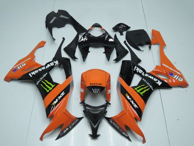 Carénages Moto Kawasaki ZX10R 2008-2010 - Orange Noir Vert Monstre
