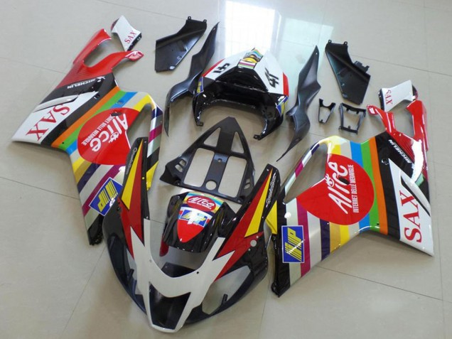 Carénages Moto Aprilia RSV1000 2003-2006 - Blanc Rouge Noir Vert Jaune Alice Sax