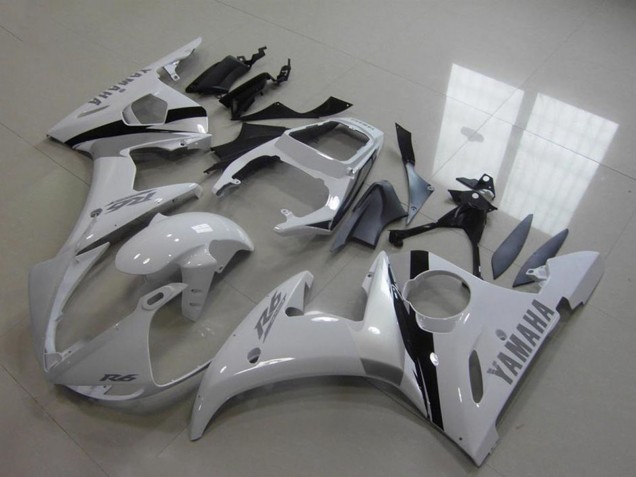 Kits Carénage Moto Yamaha YZF R6 2003-2004 - Blanc Noir Brillant