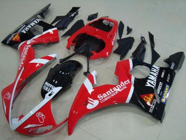 Carénages Moto Yamaha YZF R6 2003-2004 - Rouge Blanc Noir Brillant Santander Motul