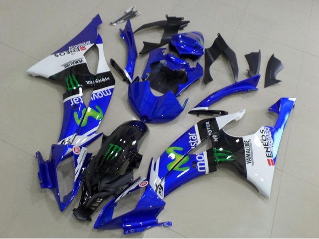 Carénages Moto Yamaha YZF R6 2008-2016 - Blanc Bleu Noir Brillant Vert Monstre MoviStar