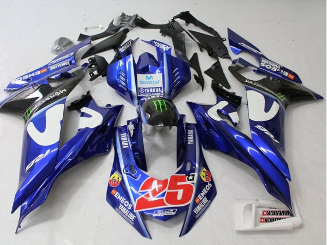 Carénage Moto Yamaha YZF R6 2017-2023 - Blanc Bleu Vert Monstre MoviStar