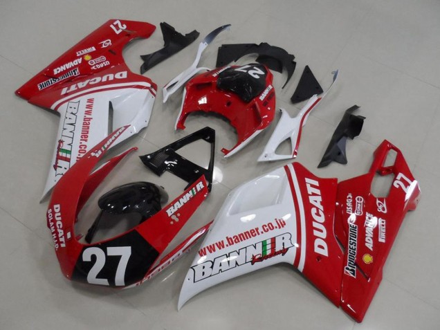 Carénages Moto Ducati 1098 2007-2014 - Blanc Rouge Noir Brillant Banner 27