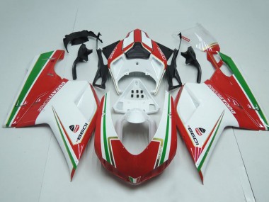 Carénages Moto Ducati 1098 2007-2014 - Blanc Rouge Vert Bande
