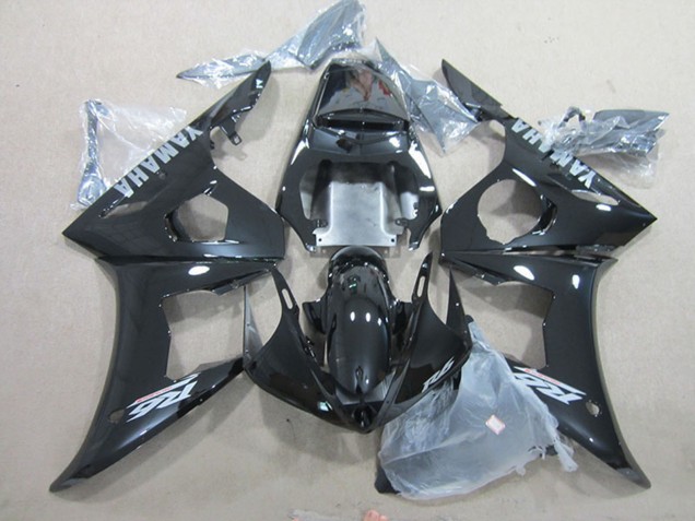 Carénages Moto Yamaha YZF R6 2003-2004 - Noir Brillant Argent Décalque