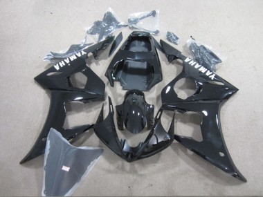 Carénage Moto Yamaha YZF R6 2003-2004 - Noir Brillant Blanc Décalque