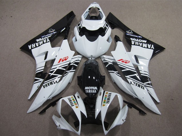 Carénages Moto Yamaha YZF R6 2006-2007 - Blanc Noir Brillant Motul