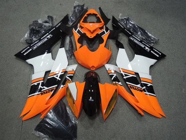 Carénages Moto Yamaha YZF R6 2008-2016 - Orange Blanc Noir Brillant Motul