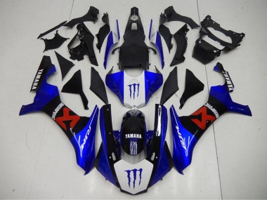 Carénages Moto Yamaha YZF R1 2015-2019 - Bleu Blanc Noir Rouge Monstre Akropovic