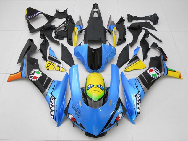 Kits Carénage Moto Yamaha YZF R1 2015-2019 - Bleu Jaune Requin