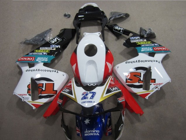 Carénages Moto Honda CBR600RR 2003-2004 - Blanc Rouge Bleu Noir Brillant Denso 27