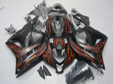 Carénages Moto Honda CBR600RR 2009-2012 - Noir Mat Orange Flamme