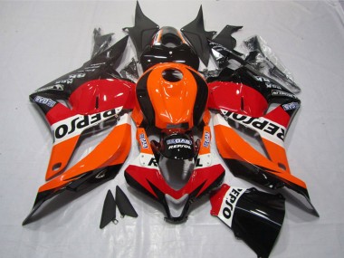 Plastique Moto ABS Honda CBR600RR 2009-2012 - Orange Blanc Rouge Noir Brillant Repsol