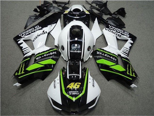 Carénages Moto Honda CBR600RR 2013-2023 - Blanc Vert Noir Brillant Semakin Didepan Monstre