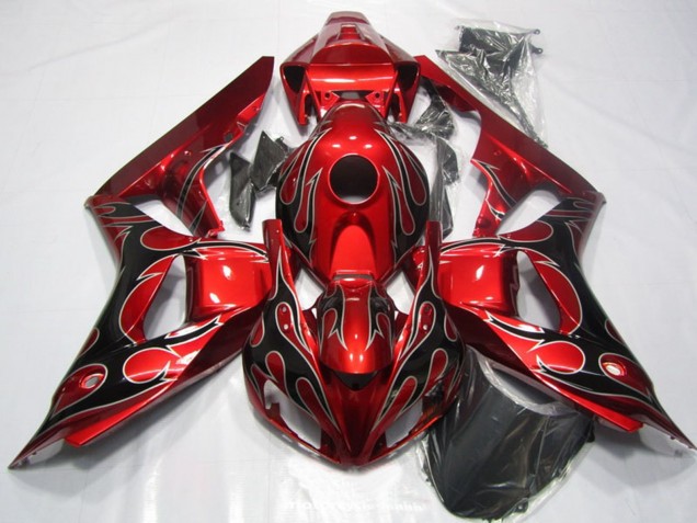 Carénage Moto Honda CBR1000RR 2006-2007 - Rouge Noir Brillant Flamme