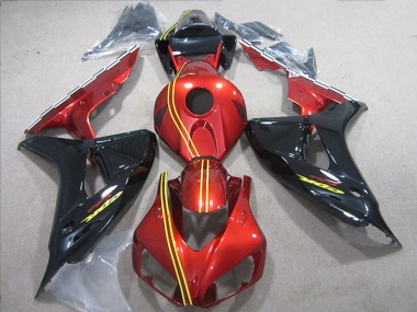 Carénages Moto Honda CBR1000RR 2006-2007 - Rouge Jaune Noir Brillant