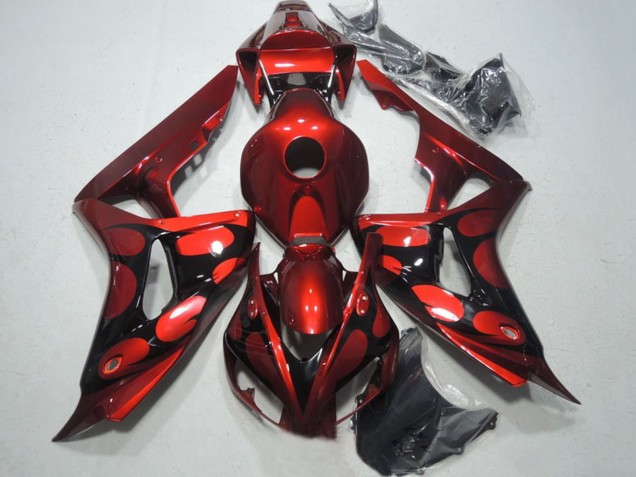 Carénages Moto Honda CBR1000RR 2006-2007 - Rouge Noir Brillant Flamme