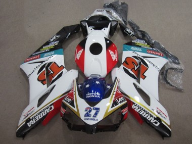 Carénages Moto Honda CBR1000RR 2004-2005 - Blanc Rouge Bleu Noir Brillant 27 Contrainer IT Carrera