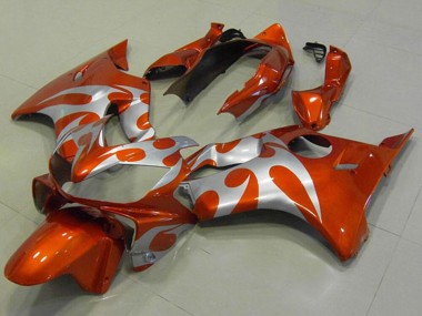 Carénages Moto Honda CBR600 F4i 2004-2007 - Argent Orange Flamme
