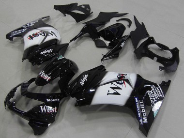 Carénages Moto Kawasaki ZX250R 2008-2012 - Noir Brillant Blanc West